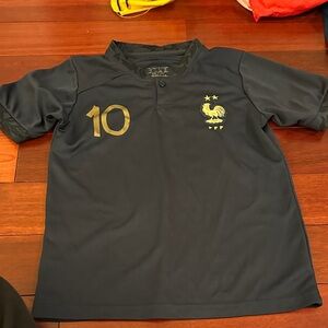 Source Unknown Kids Black Soccer Jersey with Gold Crest and Number